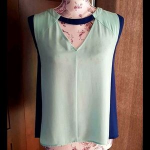 BCBG Turquoise & Navy Top